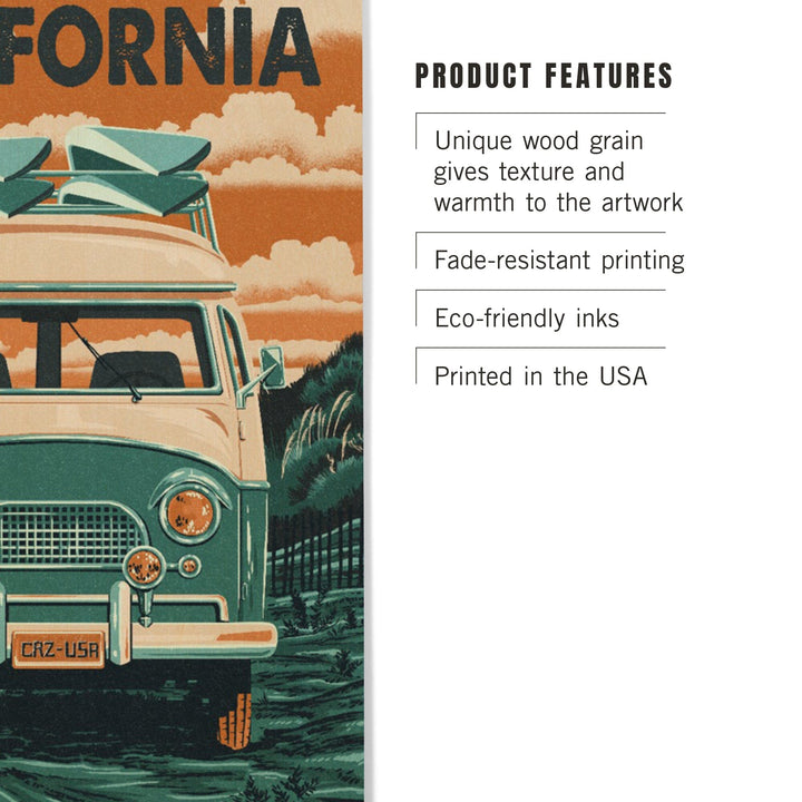 California, Letterpress, Camper Van, Wood Signs and Postcards Wood Lantern Press 