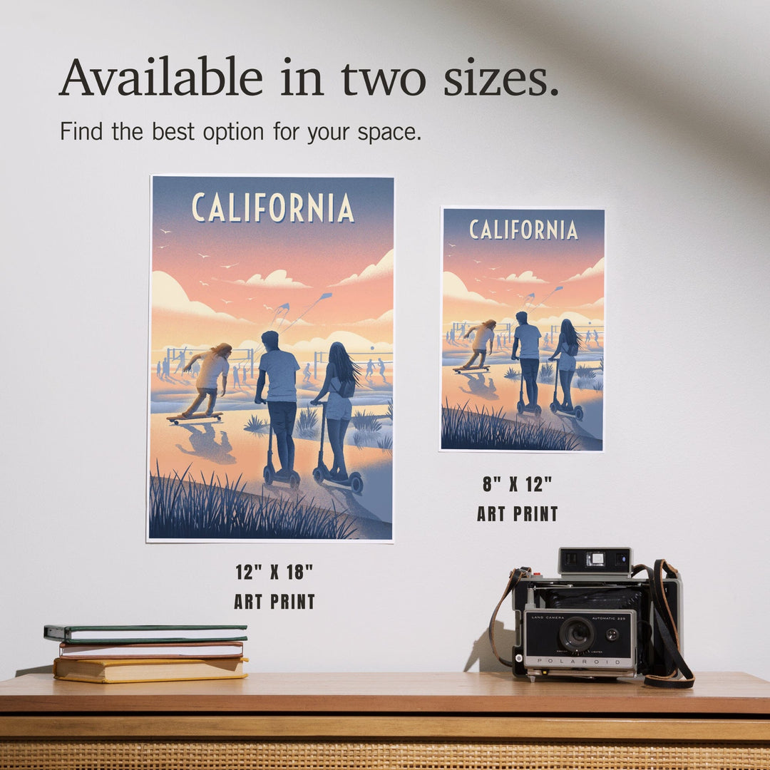 California, Lithograph, Enjoy the Ride, Longboards and Scooters, Art & Giclee Prints Art Lantern Press 