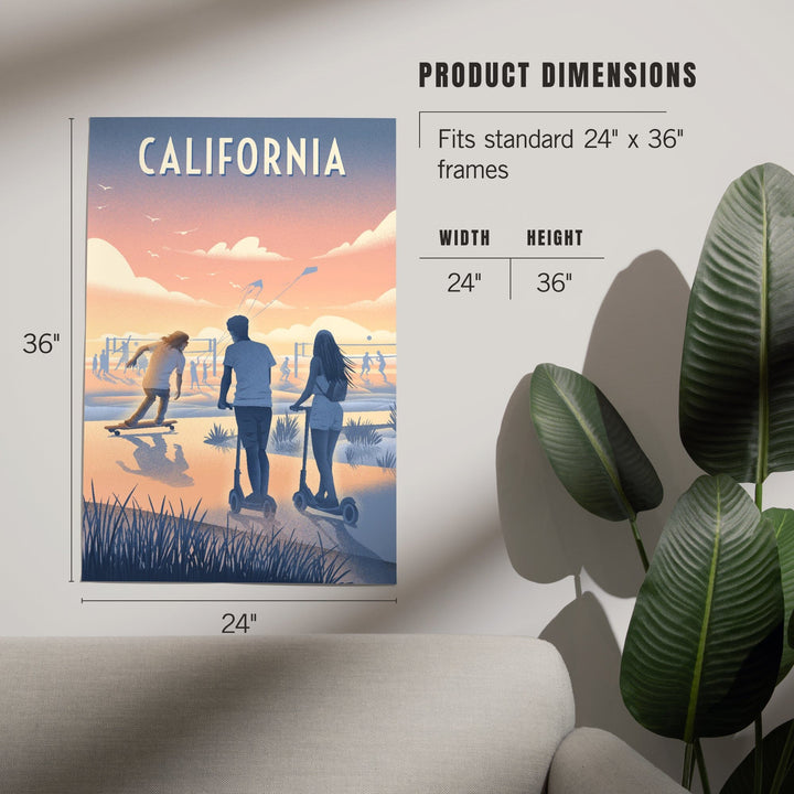 California, Lithograph, Enjoy the Ride, Longboards and Scooters, Art & Giclee Prints Art Lantern Press 