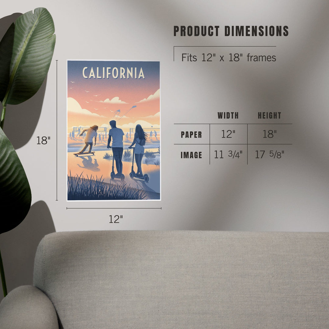 California, Lithograph, Enjoy the Ride, Longboards and Scooters, Art & Giclee Prints Art Lantern Press 