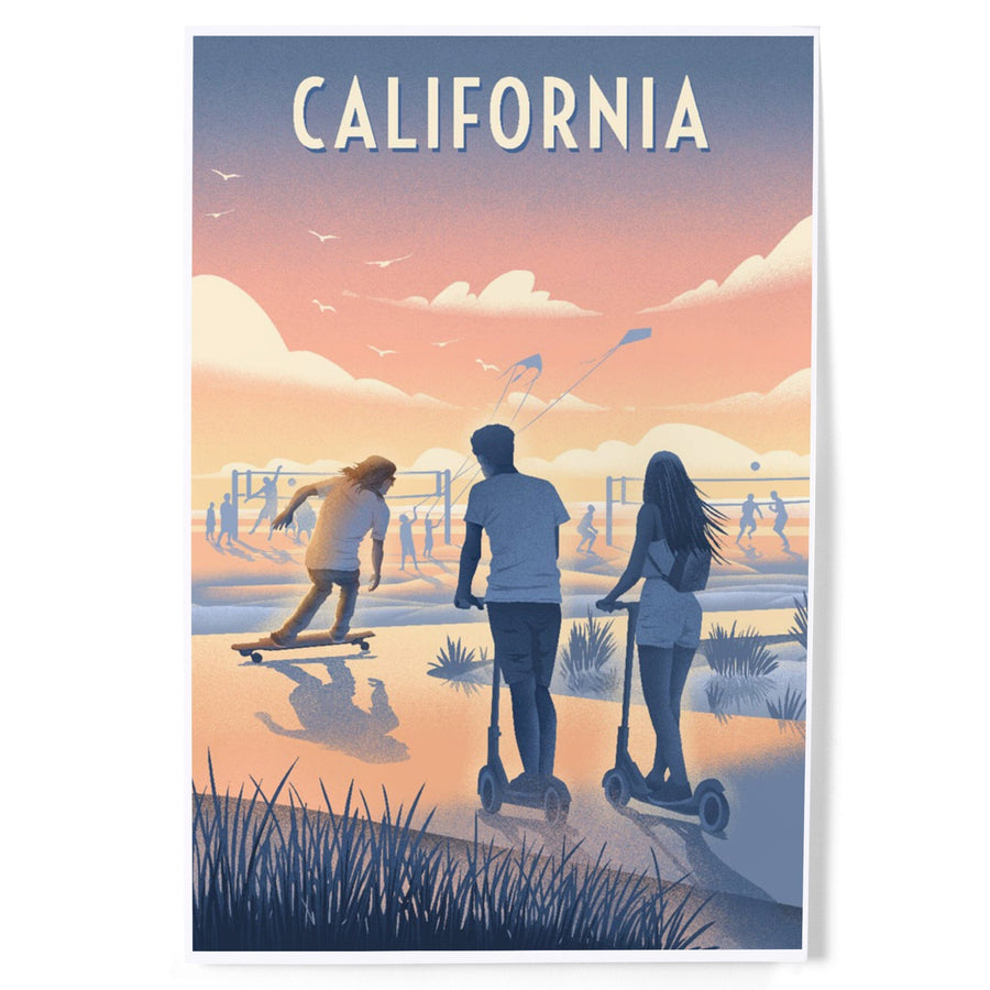 California, Lithograph, Enjoy the Ride, Longboards and Scooters, Art & Giclee Prints Art Lantern Press 