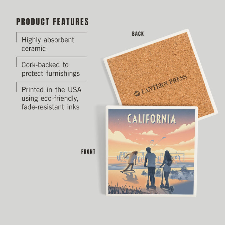 California, Lithograph, Enjoy the Ride, Longboards and Scooters, Coasters Coasters Lantern Press 