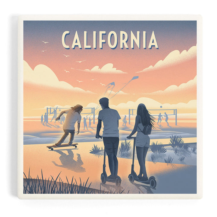 California, Lithograph, Enjoy the Ride, Longboards and Scooters, Coasters Coasters Lantern Press 