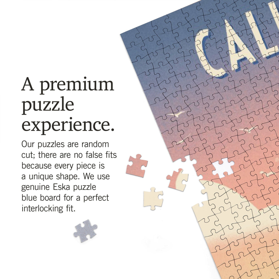 California, Lithograph, Enjoy the Ride, Longboards and Scooters, Jigsaw Puzzle Puzzle Lantern Press 