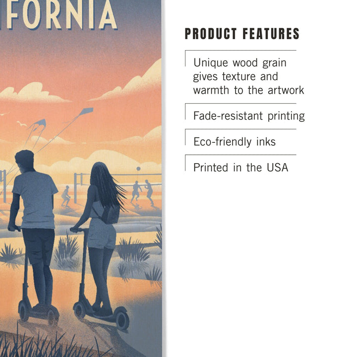 California, Lithograph, Enjoy the Ride, Longboards and Scooters, Wood Signs and Postcards Wood Lantern Press 