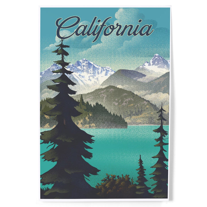 California, Lithograph, Lake and Mountains Scene, Art & Giclee Prints Art Lantern Press 