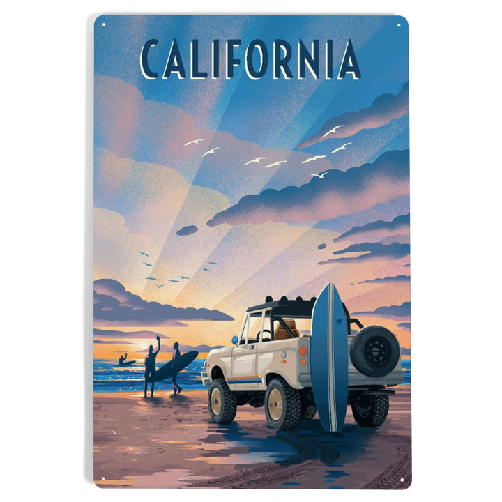 California, Lithograph, Wake Up, Surf's Up, Surfers on Beach, Metal Signs Metal Lantern Press 