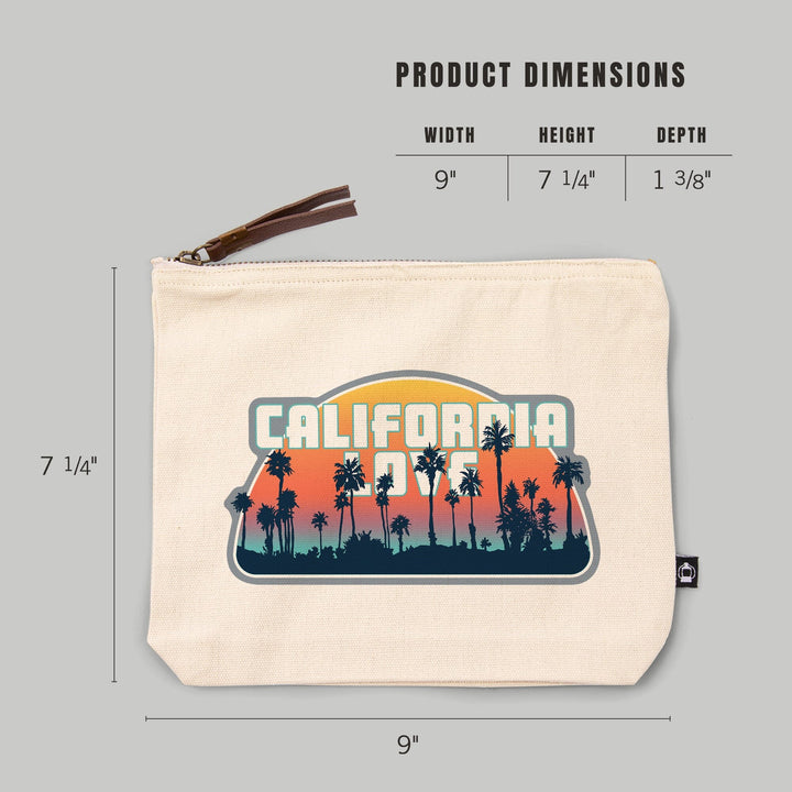 California Love, Palm Trees, Aqua Horizon,, Organic Cotton Zipper Pouch, Go Bag Totes Lantern Press 