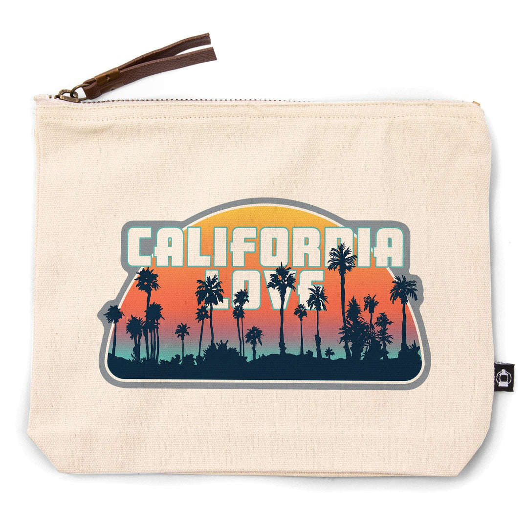 California Love, Palm Trees, Aqua Horizon,, Organic Cotton Zipper Pouch, Go Bag Totes Lantern Press 