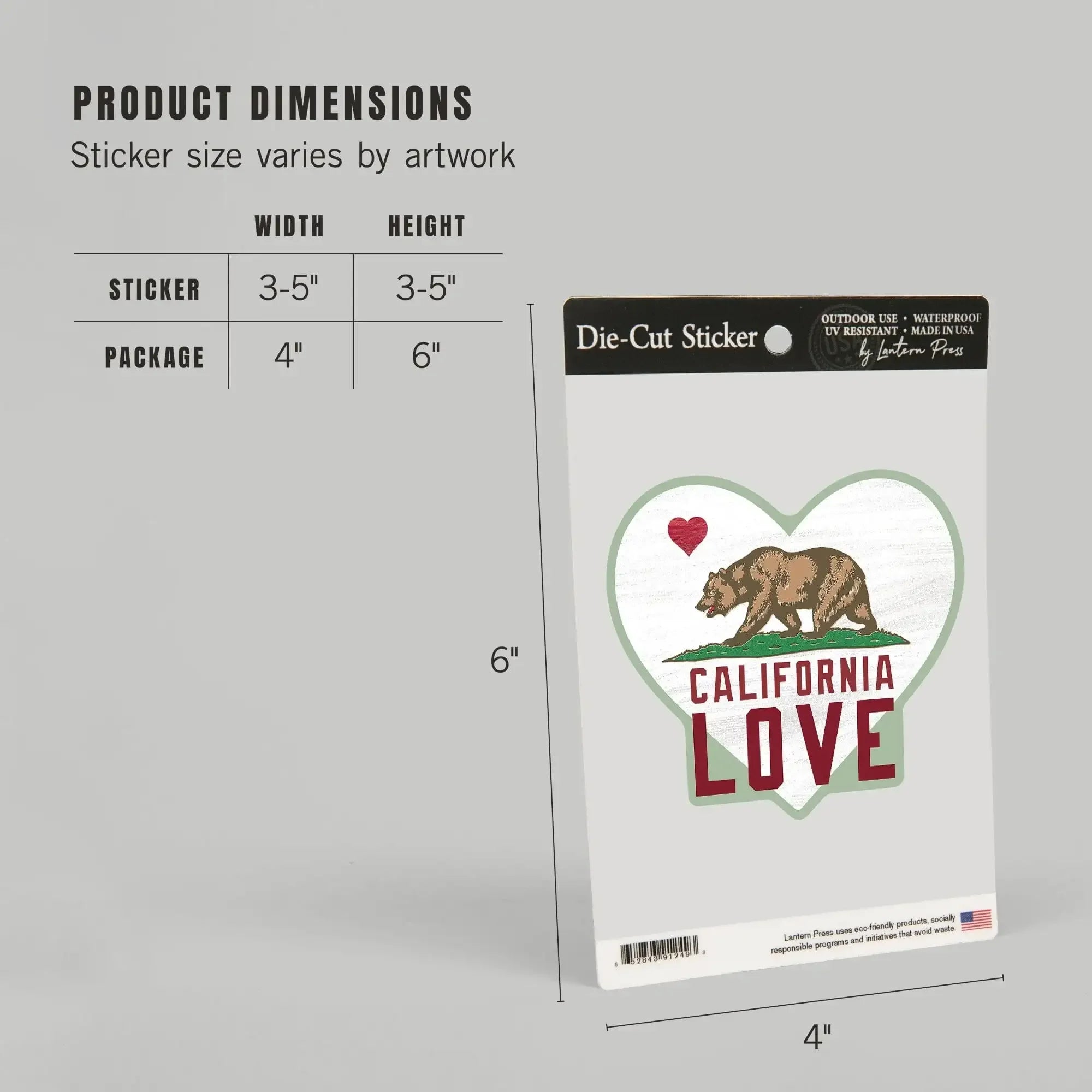 California Love, State Flag with Heart, Contour, outdoor vinyl