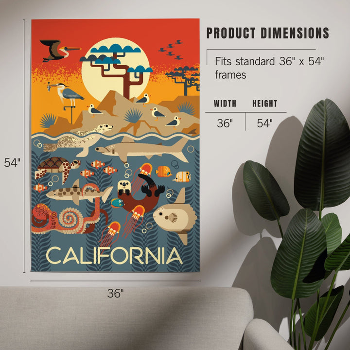 California, Marine Animals, Geometric, Art & Giclee Prints Art Lantern Press 