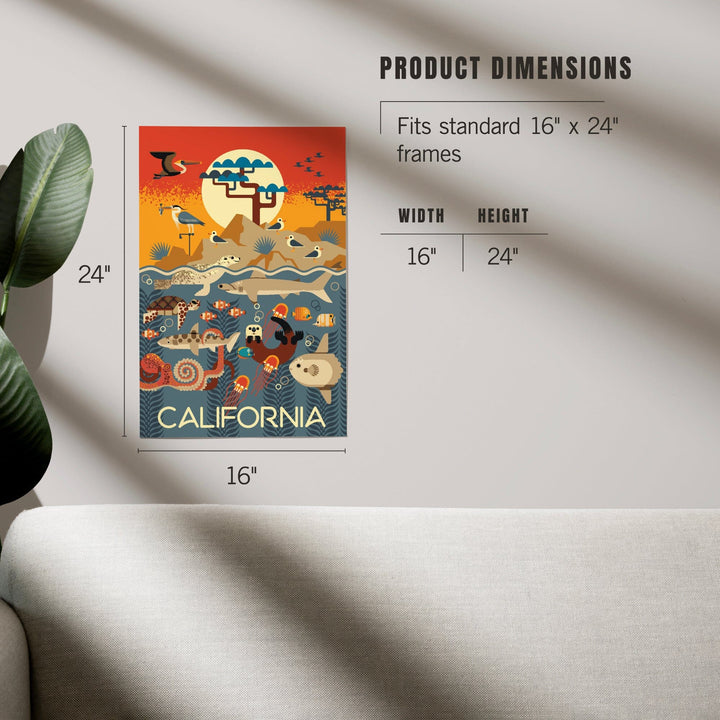 California, Marine Animals, Geometric, Art & Giclee Prints Art Lantern Press 