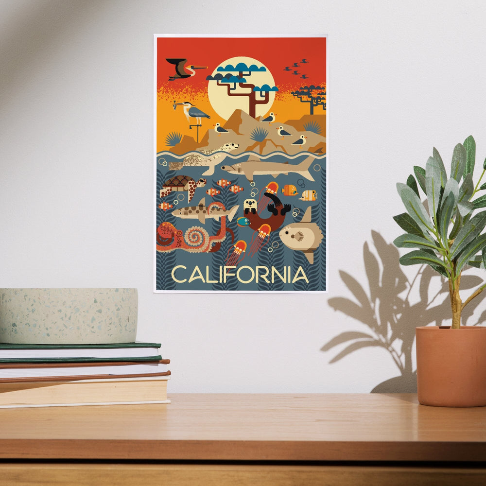 California, Marine Animals, Geometric, Art & Giclee Prints Art Lantern Press 