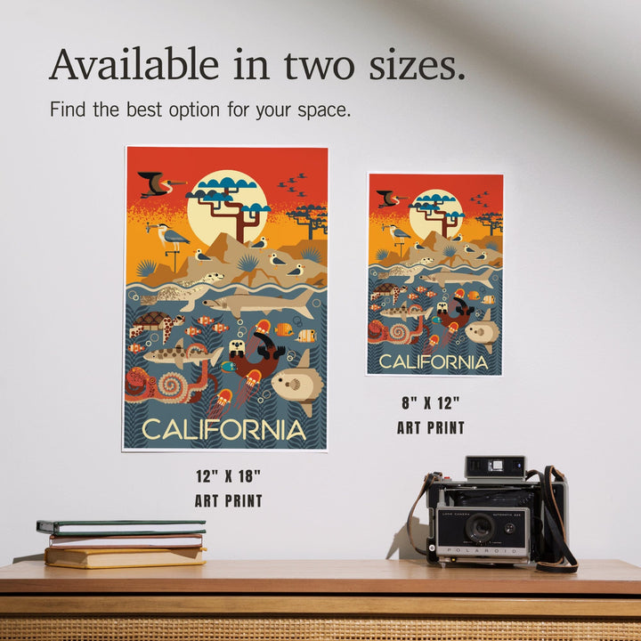 California, Marine Animals, Geometric, Art & Giclee Prints Art Lantern Press 