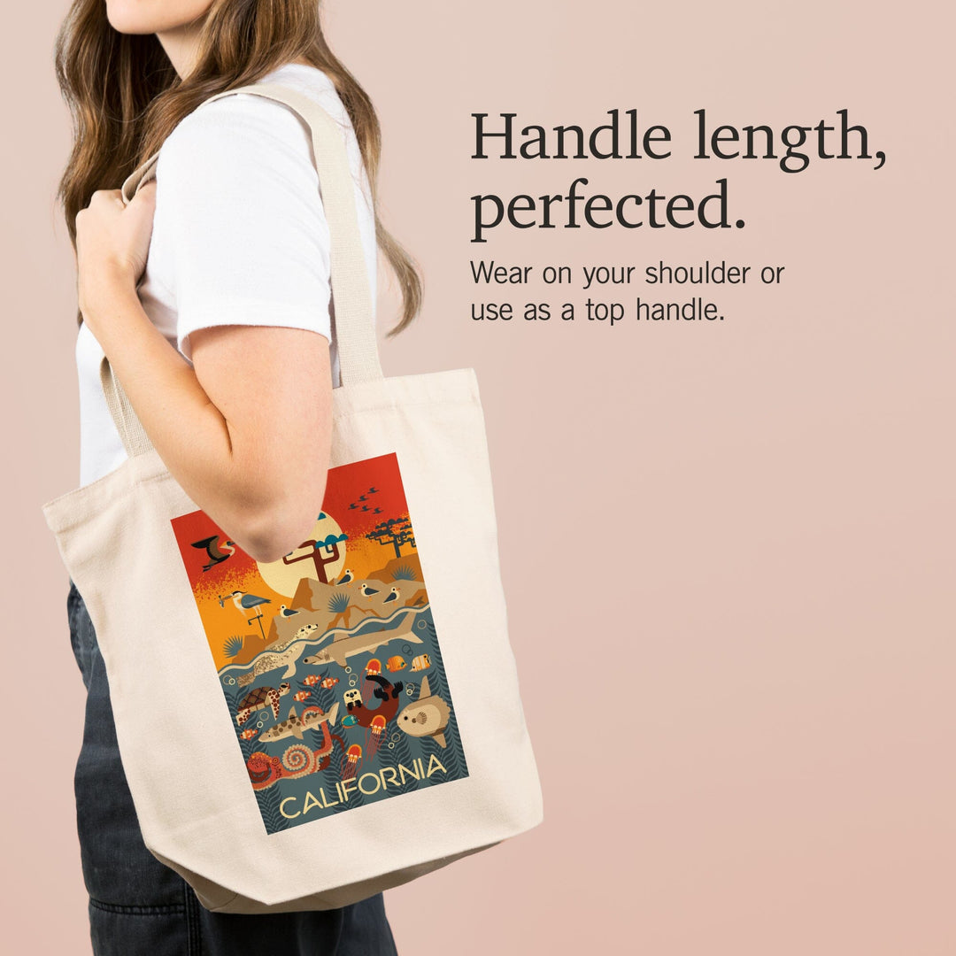 California, Marine Animals, Geometric, Tote Bag Totes Lantern Press 