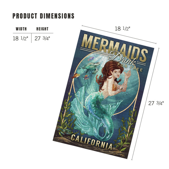 California, Mermaids Drink for Free (top), Jigsaw Puzzle Puzzle Lantern Press 