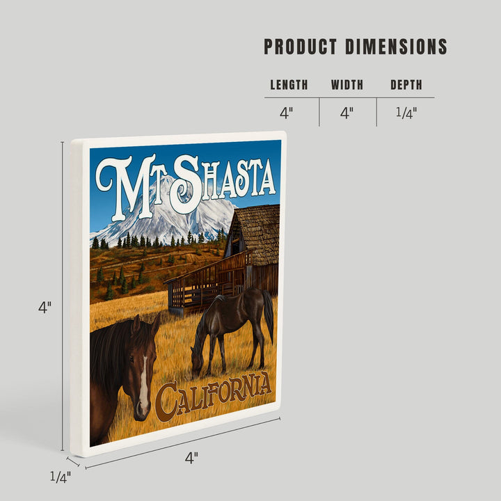 California, Mount Shasta and Horses, Coasters Coasters Lantern Press 
