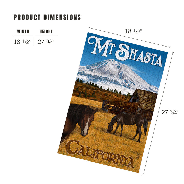 California, Mount Shasta and Horses, Jigsaw Puzzle Puzzle Lantern Press 