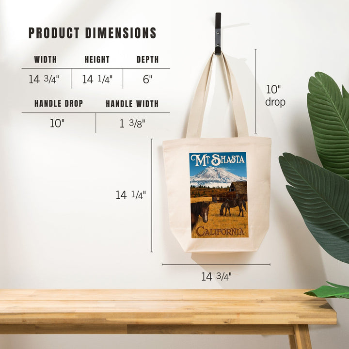 California, Mount Shasta and Horses, Tote Bag Totes Lantern Press 