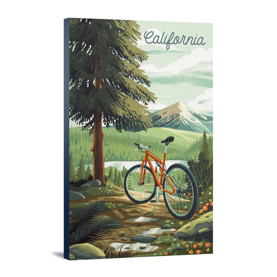 California, Off To Wonder, Cycling with Mountains, Stretched Canvas Canvas Lantern Press 