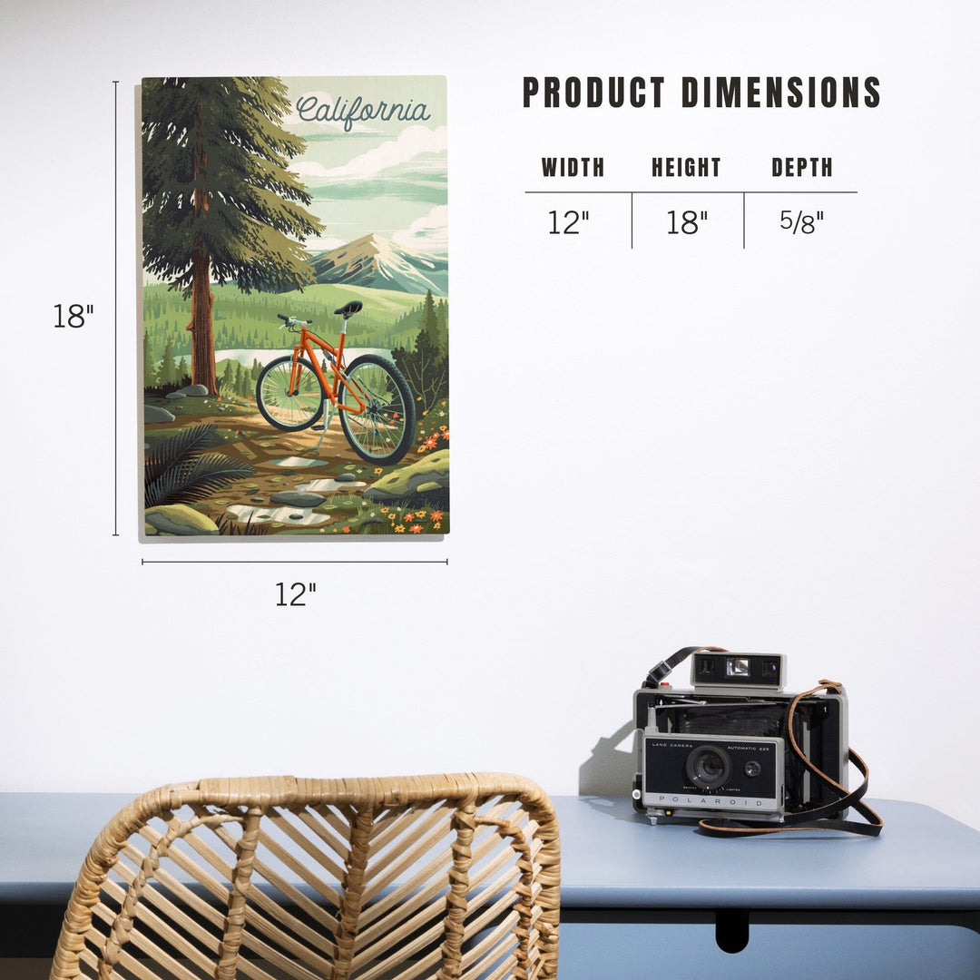 California, Off To Wonder, Cycling with Mountains, Wood Signs and Postcards Wood Lantern Press 