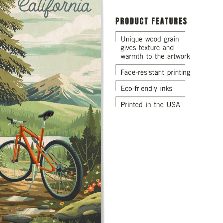 California, Off To Wonder, Cycling with Mountains, Wood Signs and Postcards Wood Lantern Press 