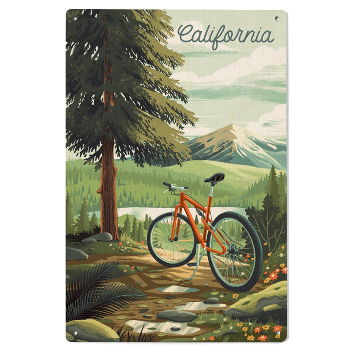 California, Off To Wonder, Cycling with Mountains, Wood Signs and Postcards Wood Lantern Press 