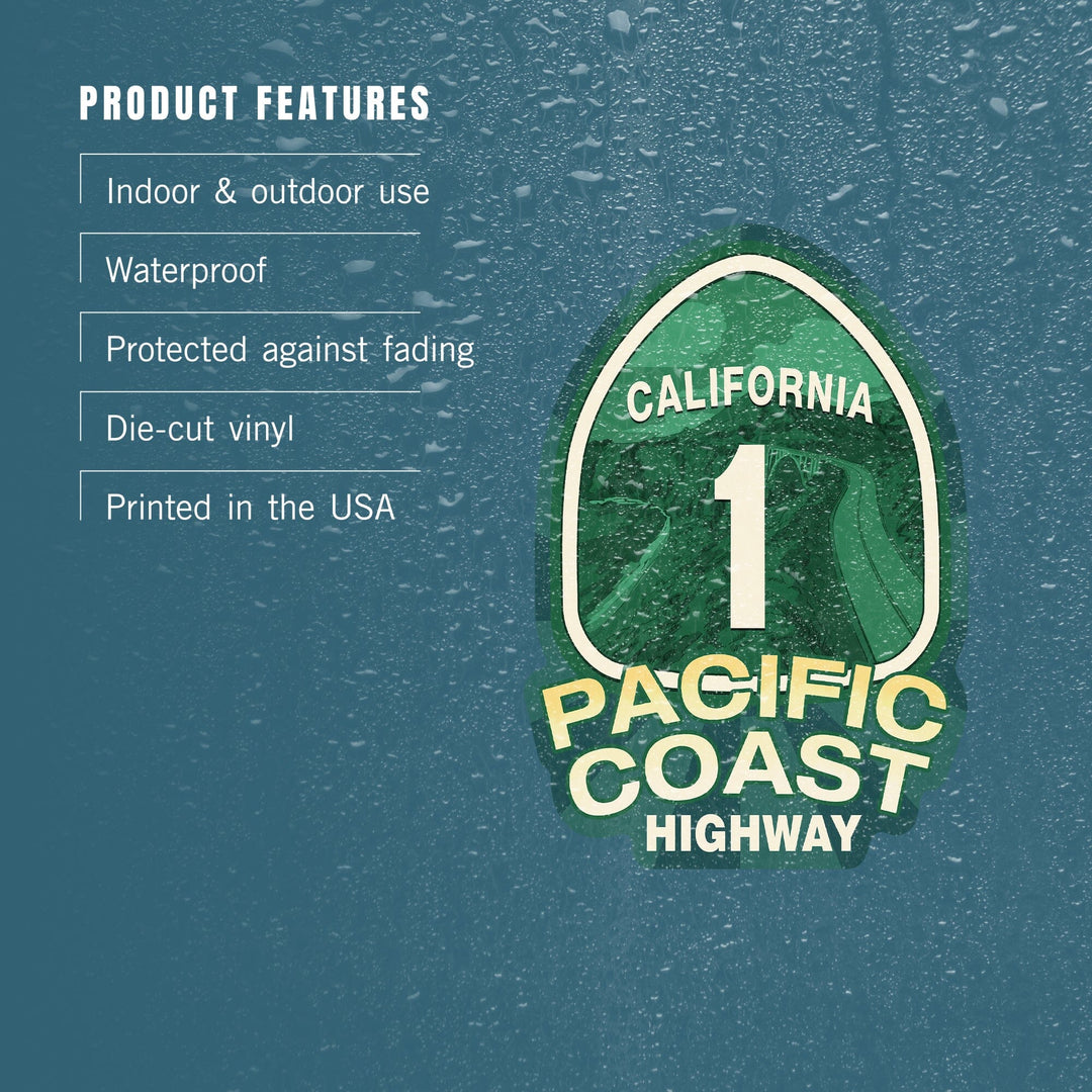 California, Pacific Coast Highway 1, Contour, Lantern Press Artwork, Vinyl Sticker Sticker Lantern Press 