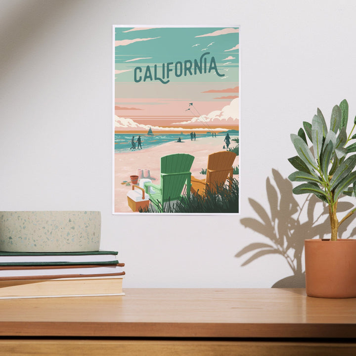 California, Painterly, Bottle This Moment, Beach Chairs, Art & Giclee Prints Art Lantern Press 