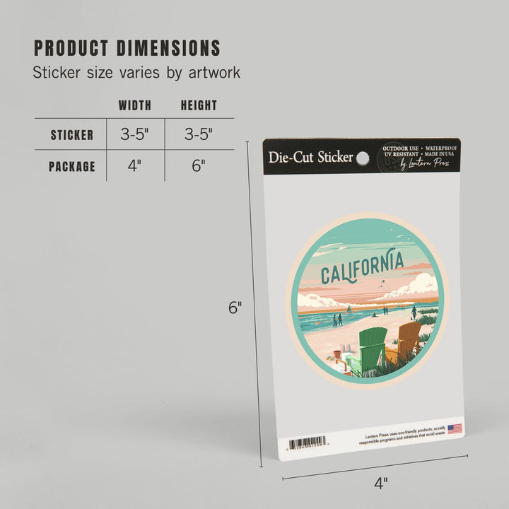 California, Painterly, Bottle This Moment, Beach Chairs, Contour, Vinyl Sticker Sticker Lantern Press 