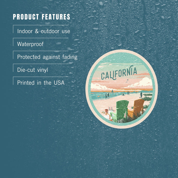 California, Painterly, Bottle This Moment, Beach Chairs, Contour, Vinyl Sticker Sticker Lantern Press 