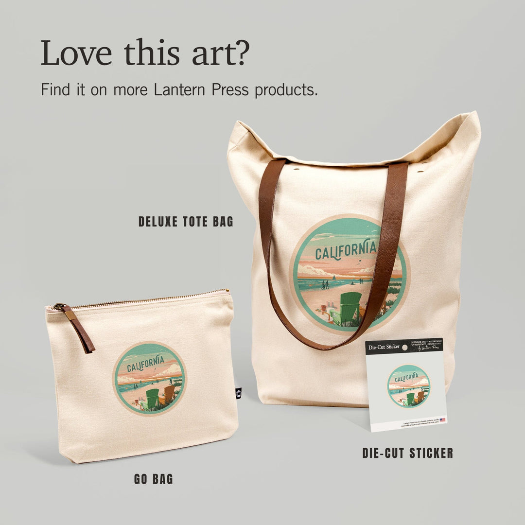 California, Painterly, Bottle This Moment, Beach Chairs, Contour, Vinyl Sticker Sticker Lantern Press 
