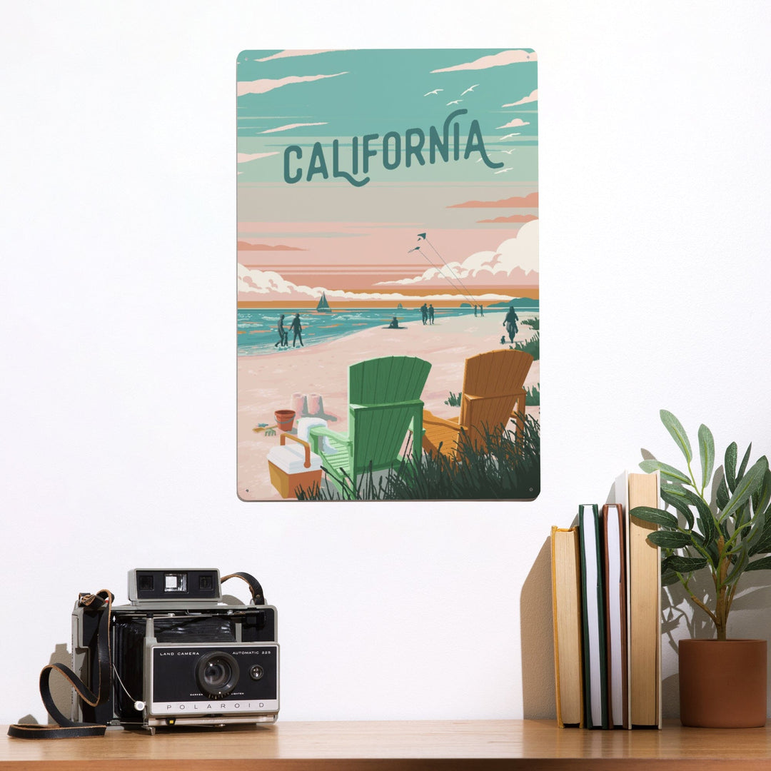 California, Painterly, Bottle This Moment, Beach Chairs, Metal Signs Metal Lantern Press 