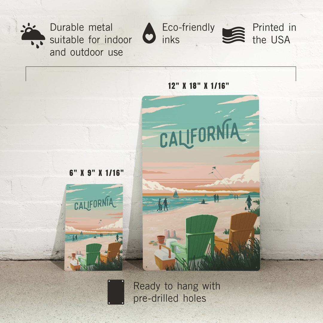 California, Painterly, Bottle This Moment, Beach Chairs, Metal Signs Metal Lantern Press 