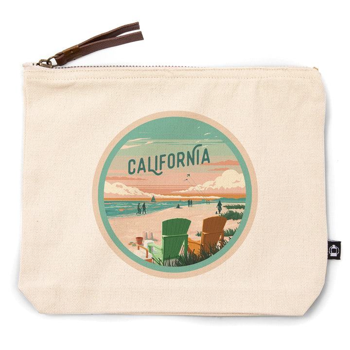 California, Painterly, Bottle This Moment, Beach Chairs,, Organic Cotton Zipper Pouch, Go Bag Totes Lantern Press 