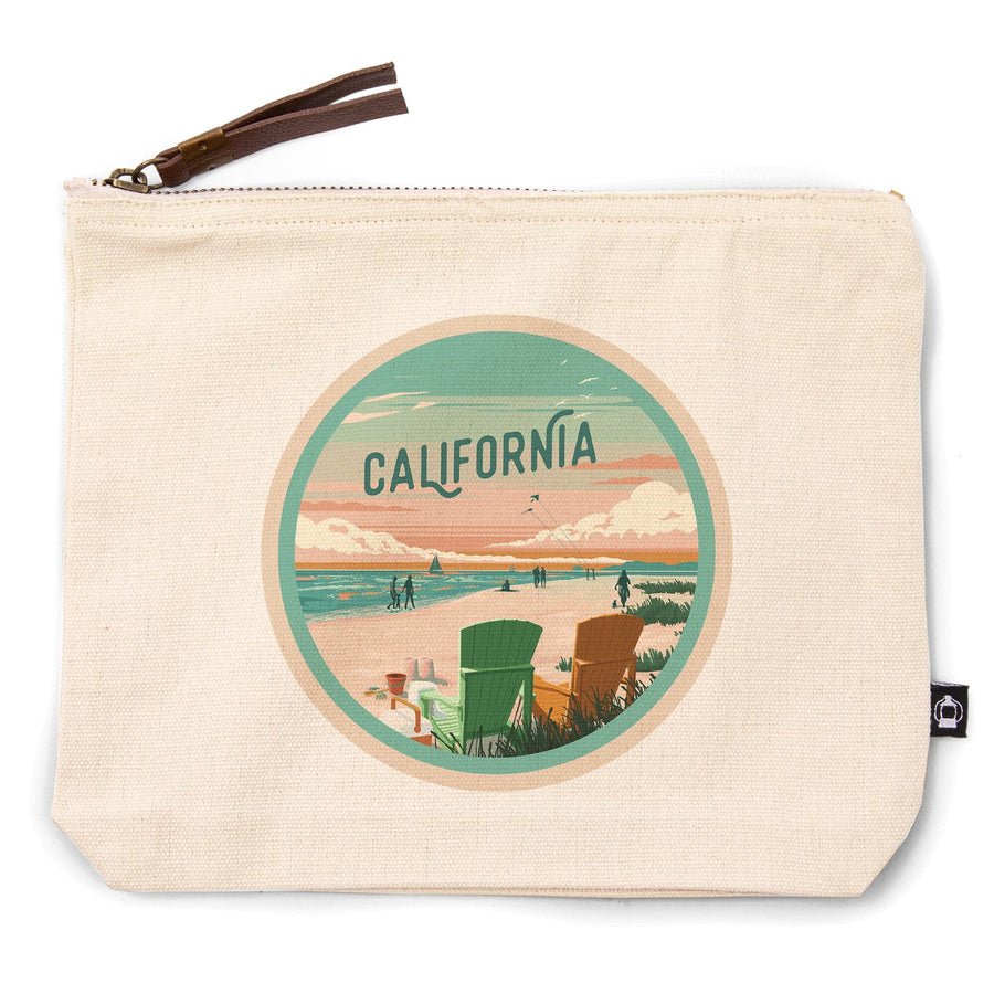 California, Painterly, Bottle This Moment, Beach Chairs,, Organic Cotton Zipper Pouch, Go Bag Totes Lantern Press 