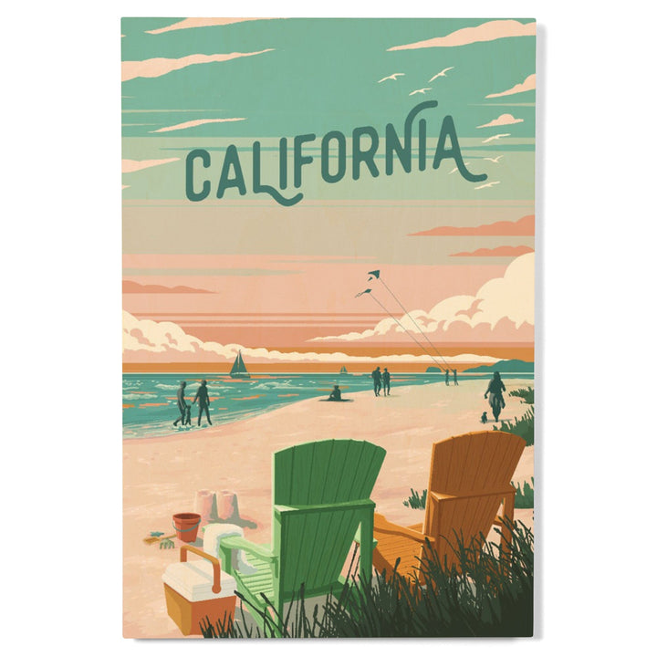 California, Painterly, Bottle This Moment, Beach Chairs, Wood Signs and Postcards Wood Lantern Press 