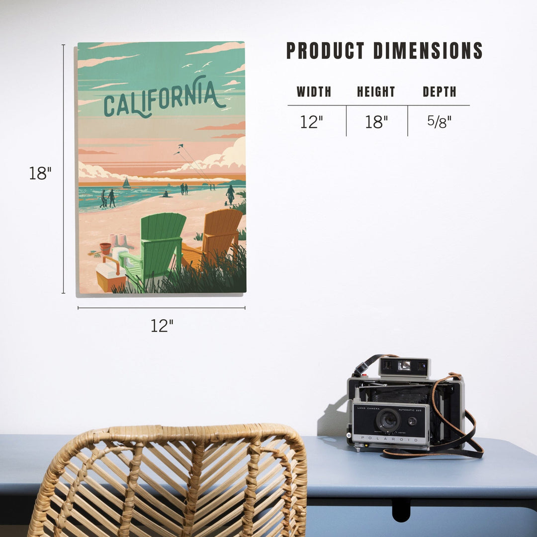 California, Painterly, Bottle This Moment, Beach Chairs, Wood Signs and Postcards Wood Lantern Press 