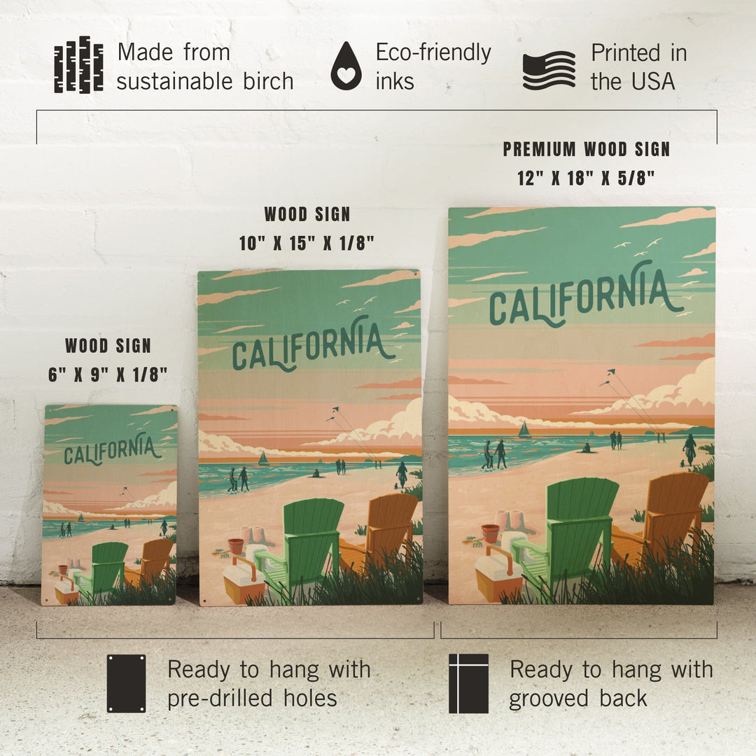 California, Painterly, Bottle This Moment, Beach Chairs, Wood Signs and Postcards Wood Lantern Press 