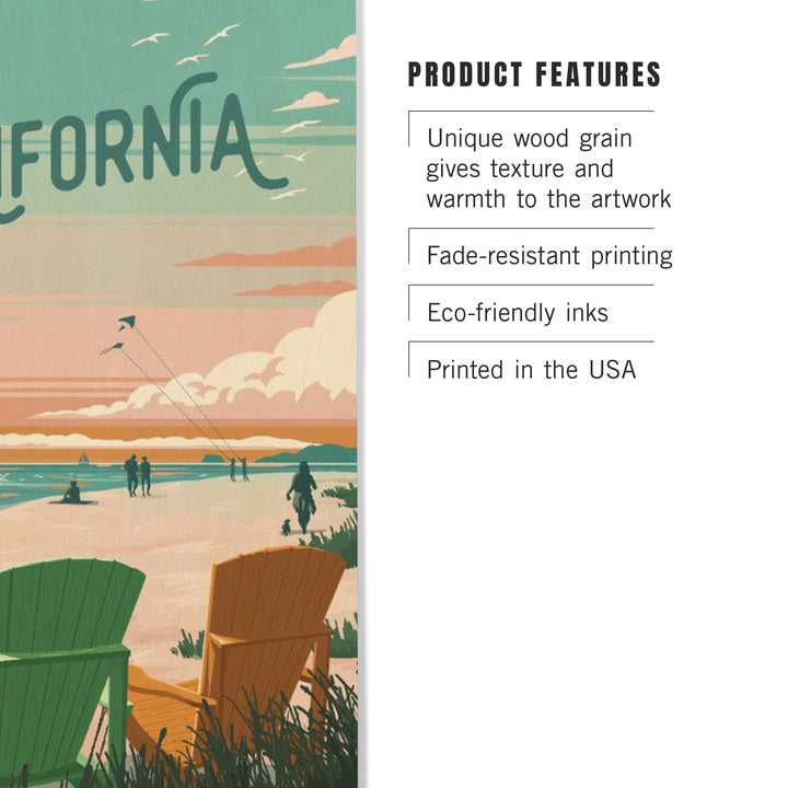 California, Painterly, Bottle This Moment, Beach Chairs, Wood Signs and Postcards Wood Lantern Press 