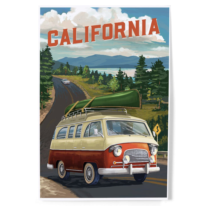 California, Painterly, Camper Van, Off To Roam, Art & Giclee Prints Art Lantern Press 12 x 18 Art Print 