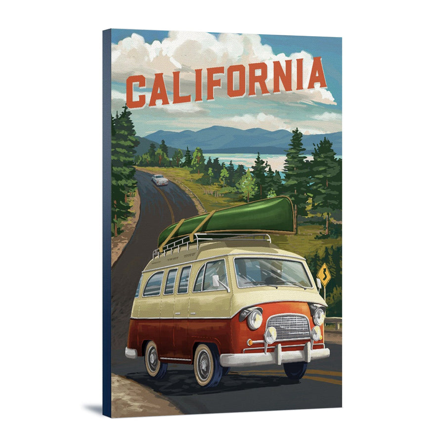 California, Painterly, Camper Van, Off To Roam, Stretched Canvas Canvas Lantern Press 