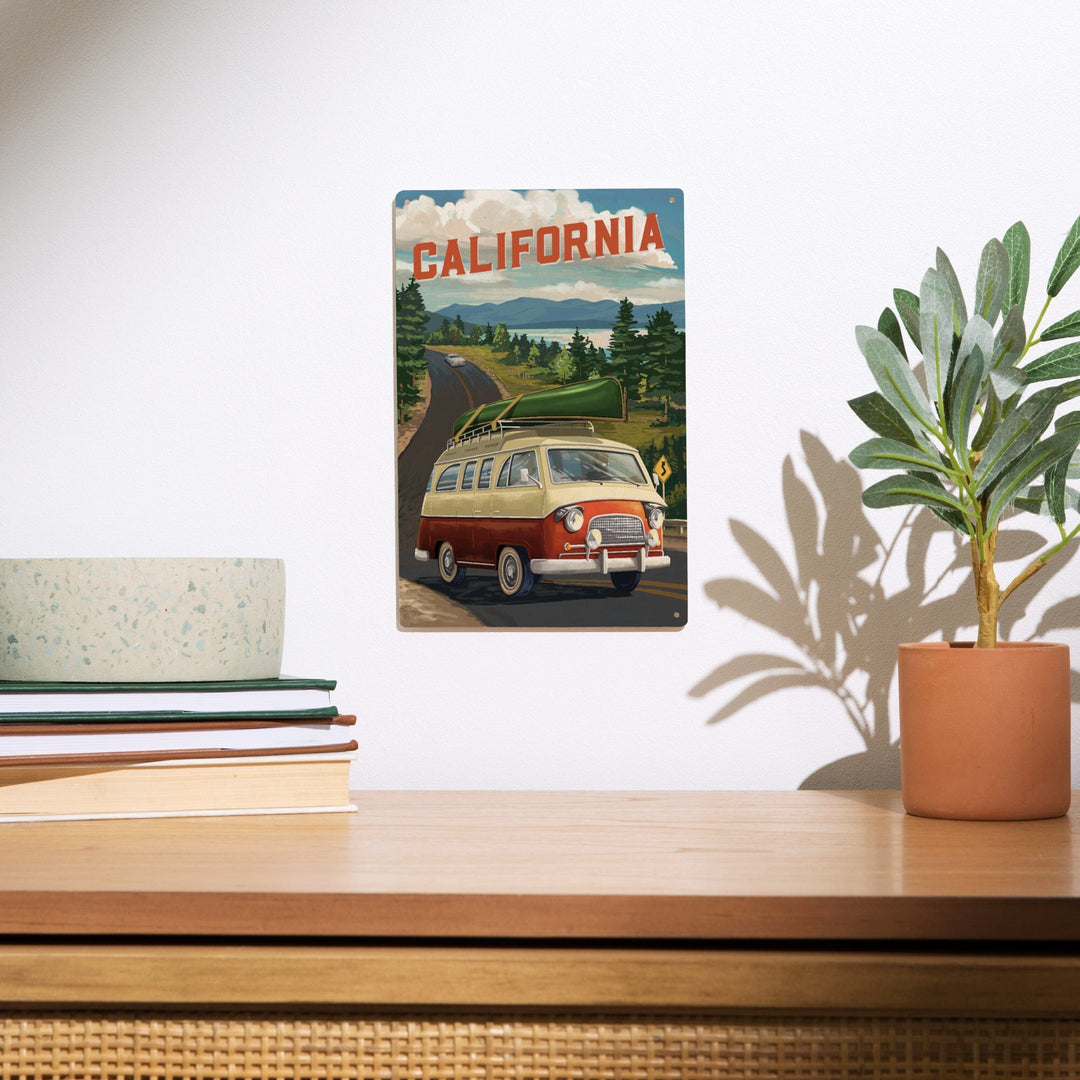 California, Painterly, Camper Van, Off To Roam, Wood Signs and Postcards Wood Lantern Press 