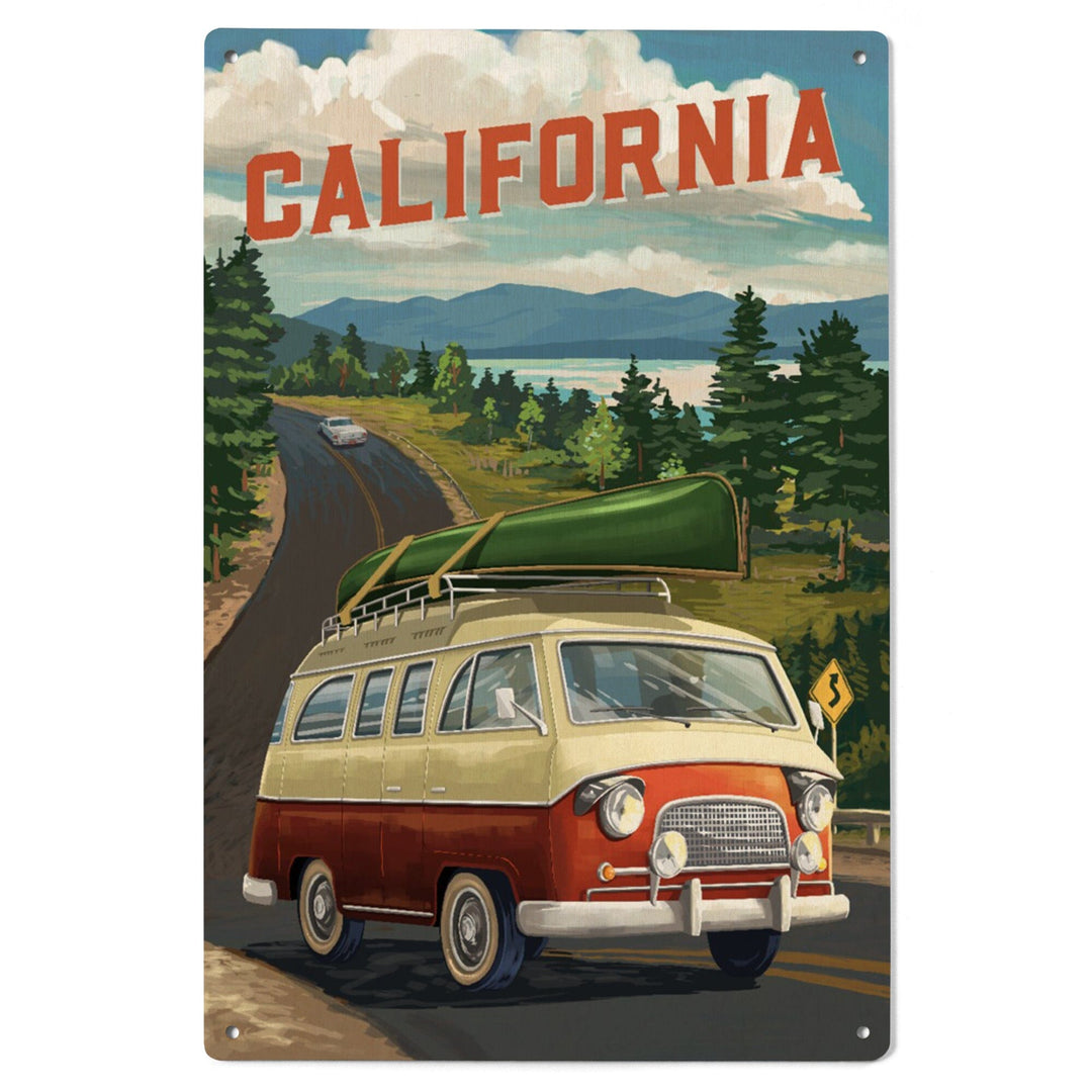 California, Painterly, Camper Van, Off To Roam, Wood Signs and Postcards Wood Lantern Press 