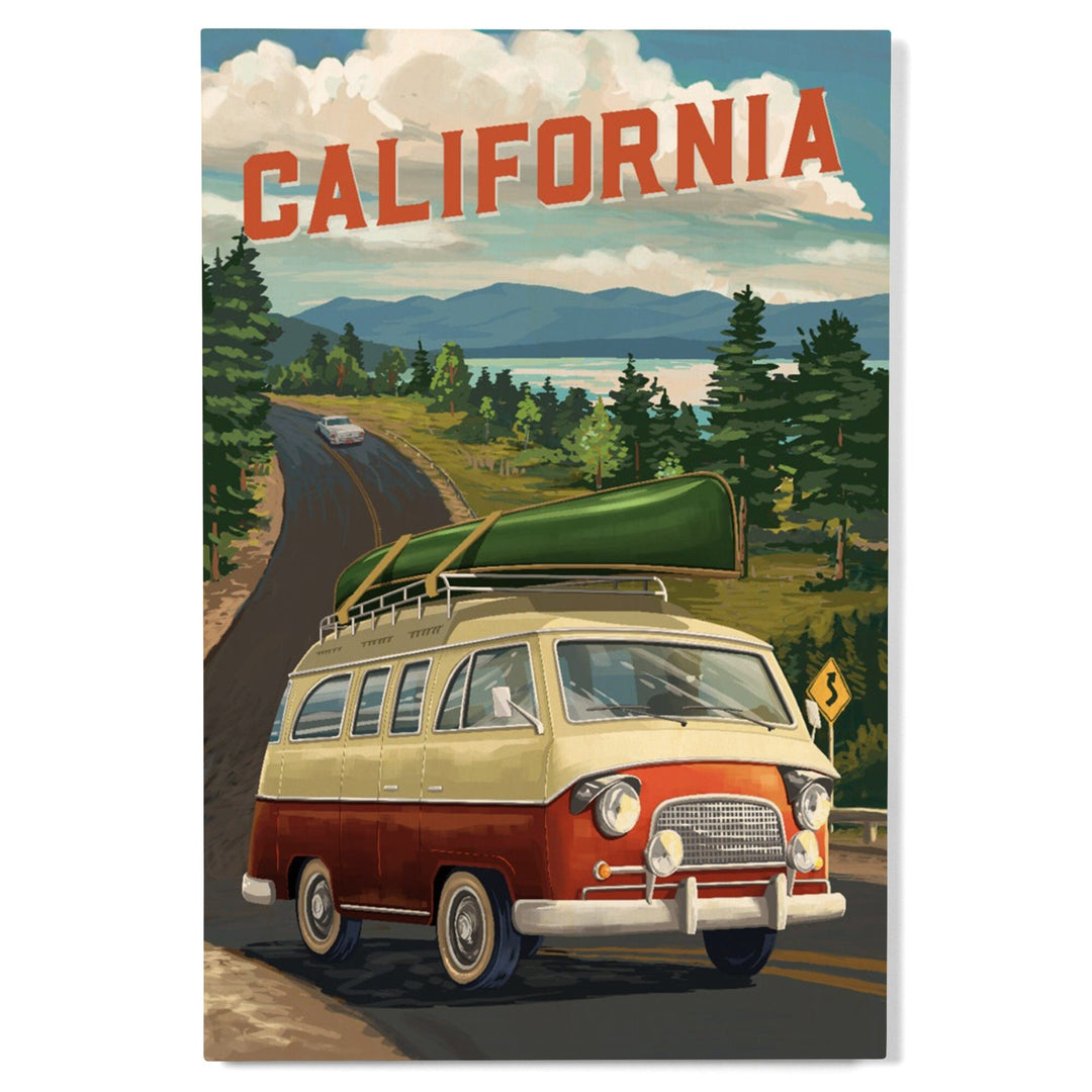 California, Painterly, Camper Van, Off To Roam, Wood Signs and Postcards Wood Lantern Press 