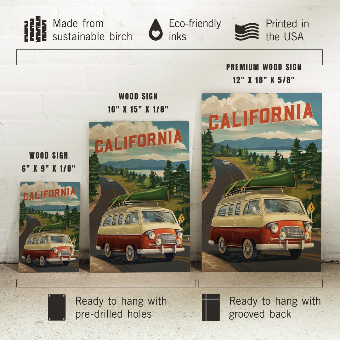 California, Painterly, Camper Van, Off To Roam, Wood Signs and Postcards Wood Lantern Press 