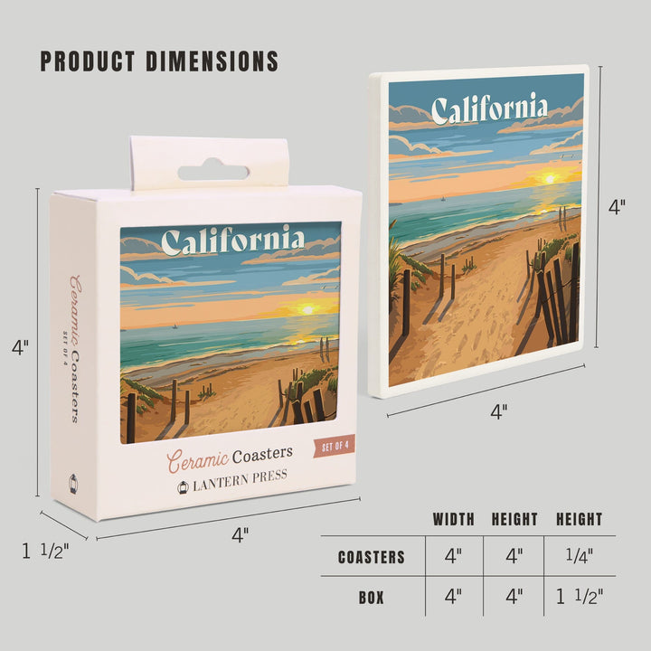 California, Painterly, Sand Soul Sun, Beach Path, Coasters Coasters Lantern Press 