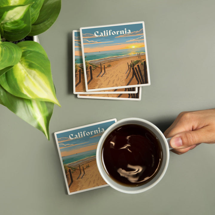 California, Painterly, Sand Soul Sun, Beach Path, Coasters Coasters Lantern Press 