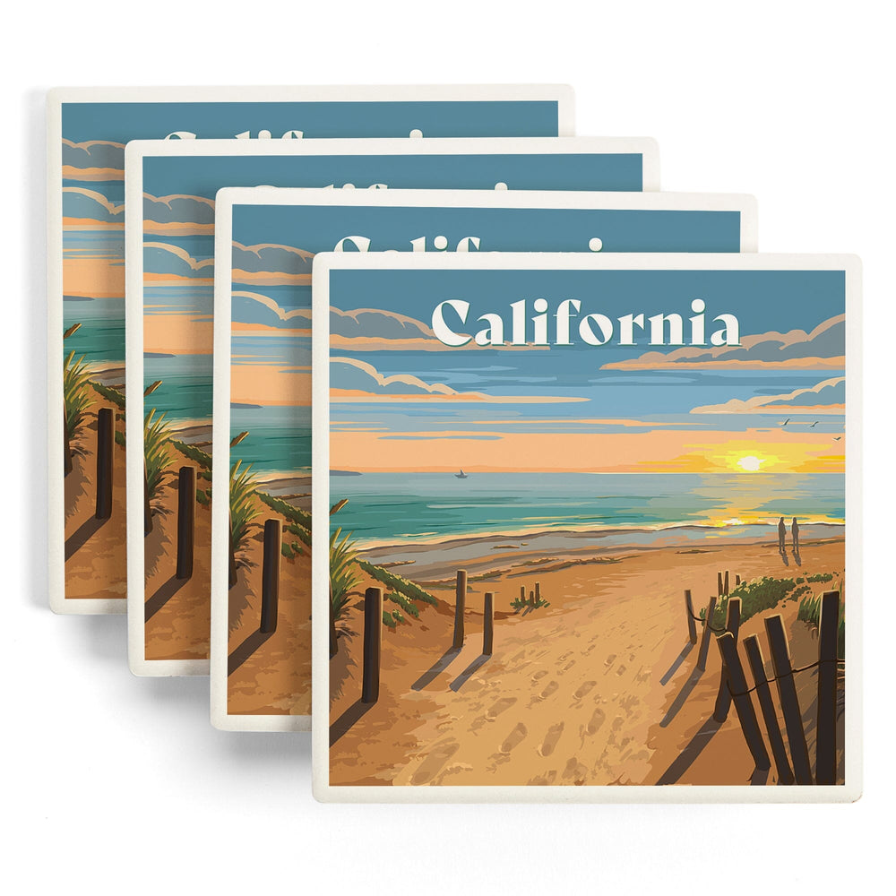 California, Painterly, Sand Soul Sun, Beach Path, Coasters Coasters Lantern Press 