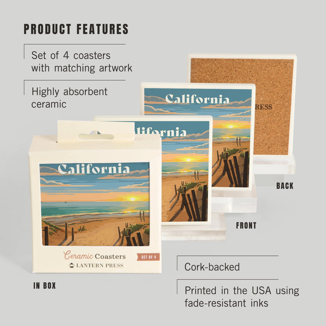 California, Painterly, Sand Soul Sun, Beach Path, Coasters Coasters Lantern Press 